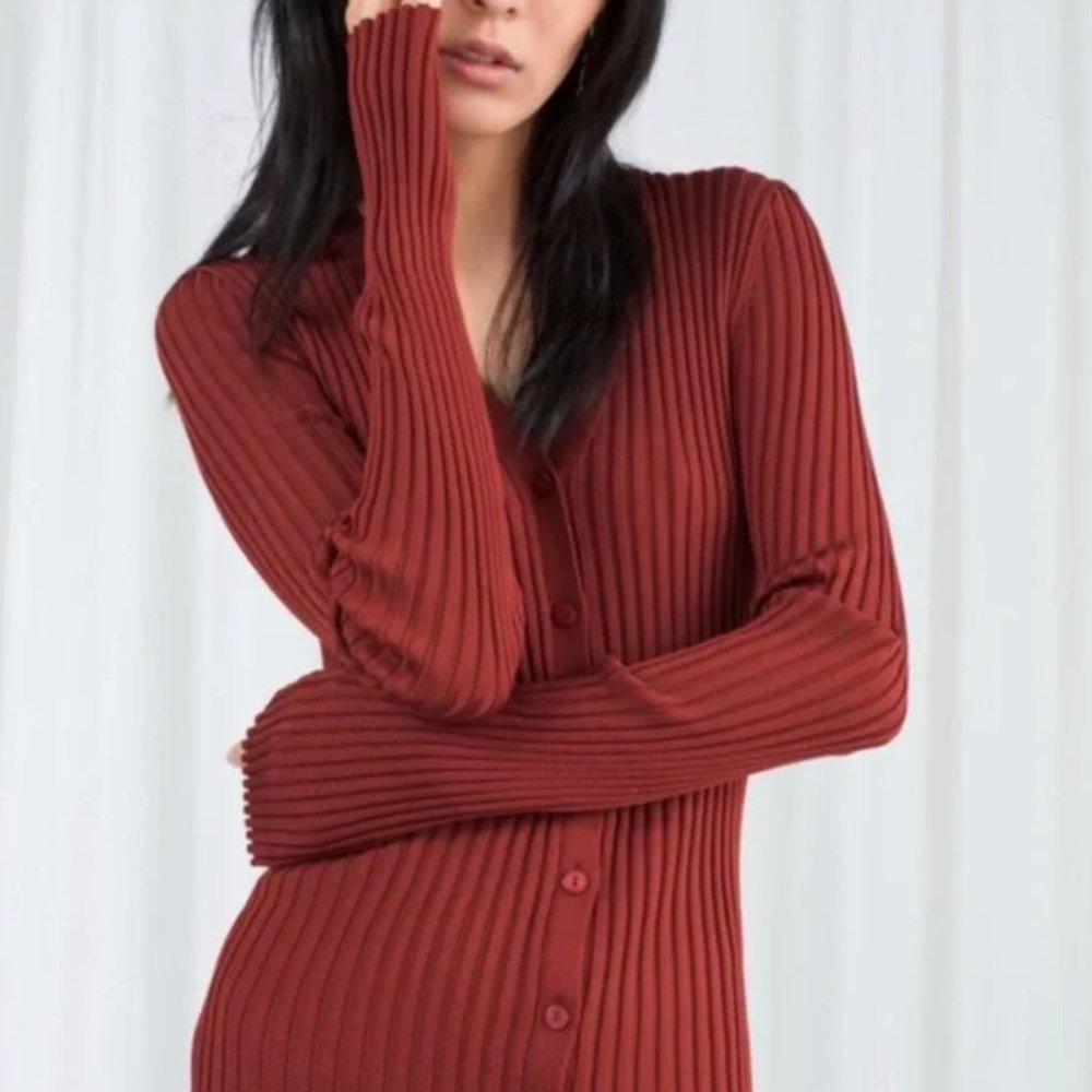 & Other Stories Ribbed Cardigan (Sz L)